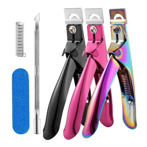 Acrylic Nail Cutter Set (4PCS with Cuticle Pushers & Nail File)