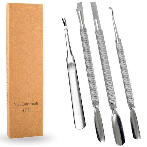 4PCS Dual-Ended Cuticle Pusher & Nail Cleaner Set