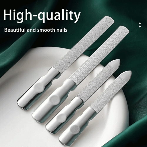 Double-Sided Stainless Steel Nail File Set with Leather Case