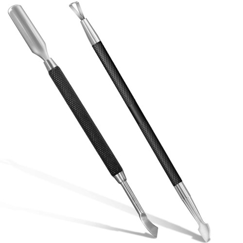 2PCS Cuticle Pusher & Nail Scraper Set (Black)