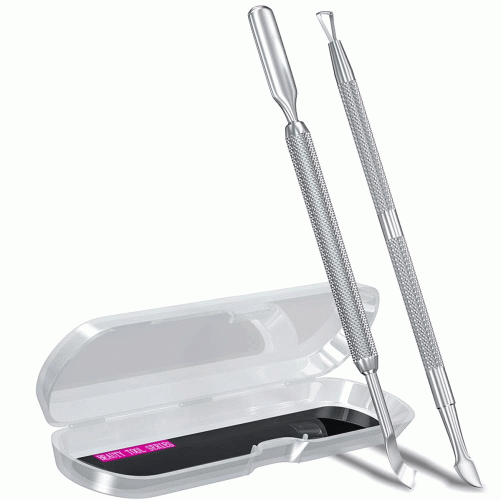 2PCS Stainless Steel Cuticle Pusher & Nail Scraper Set
